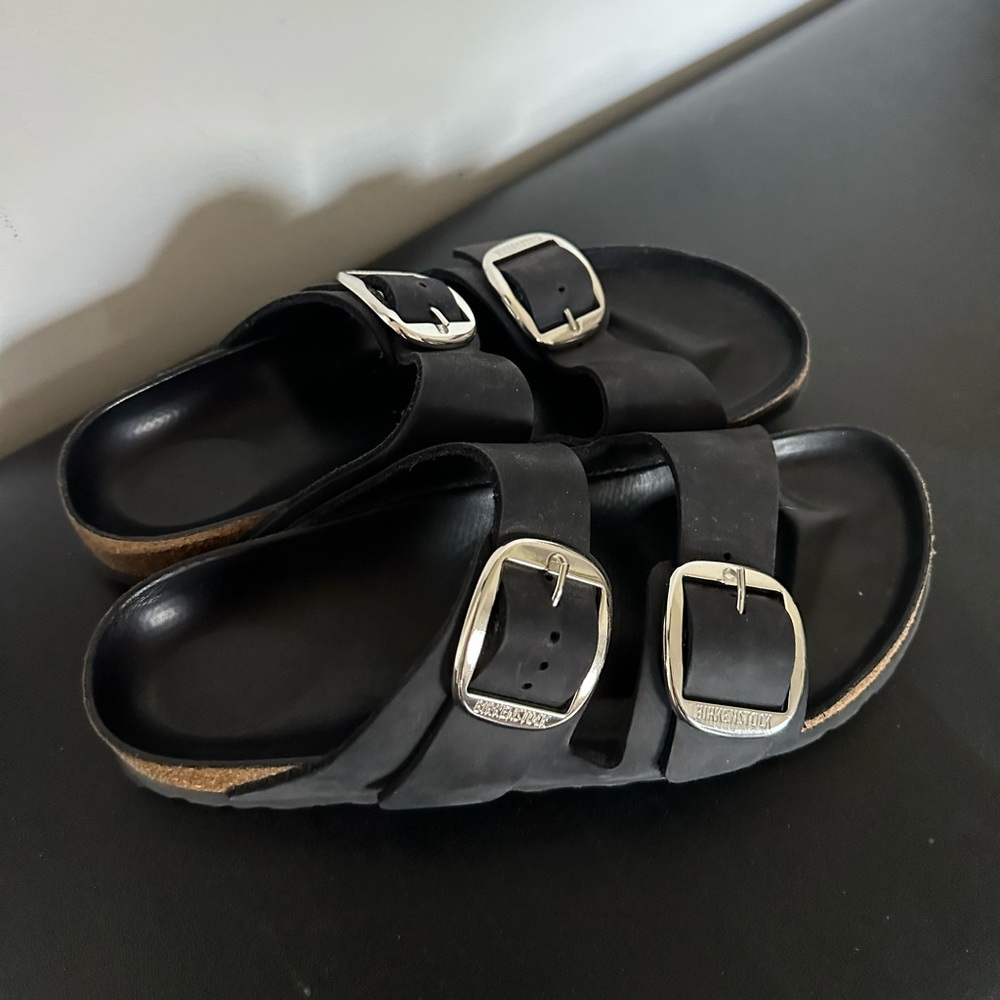 Birkenstock Black Leather Arizona Sandals